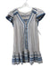 Veronica Beard Size M White & Multi Cotton & Rayon Button Front V Neck Dress White & Multi / M