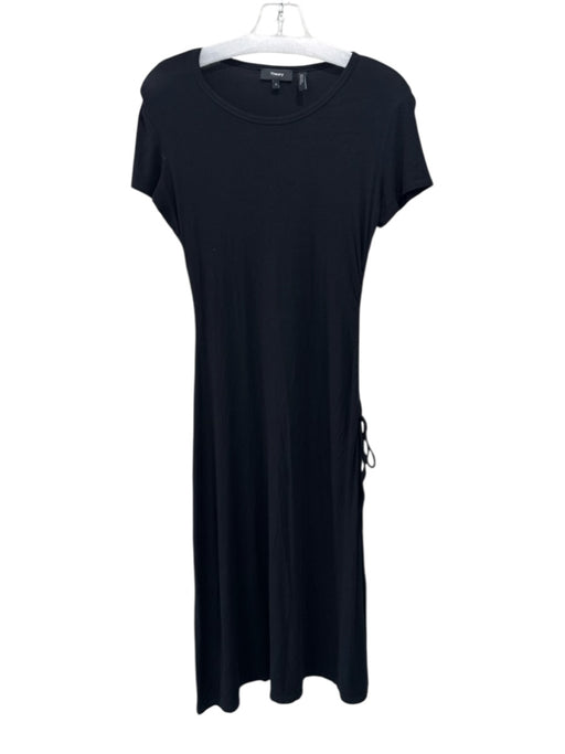 Theory Size S Black Viscose & Elastane Ruched Tie Detail Dress Black / S