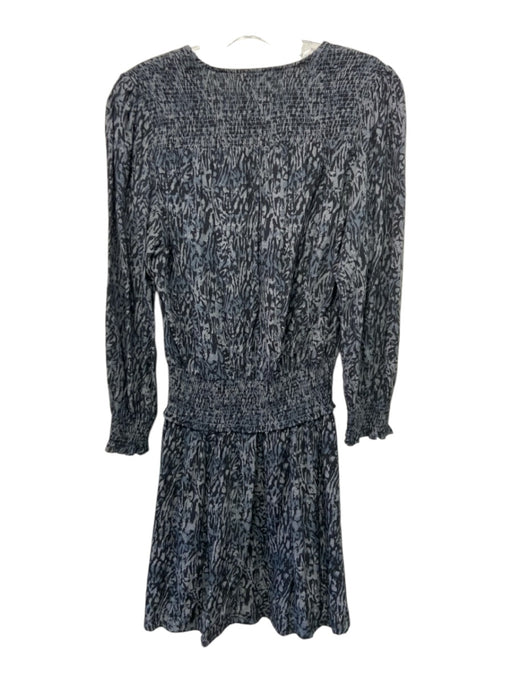 Rails Size M Black & Gray Rayon Long Sleeve Animal Print Shirred Waist Dress Black & Gray / M