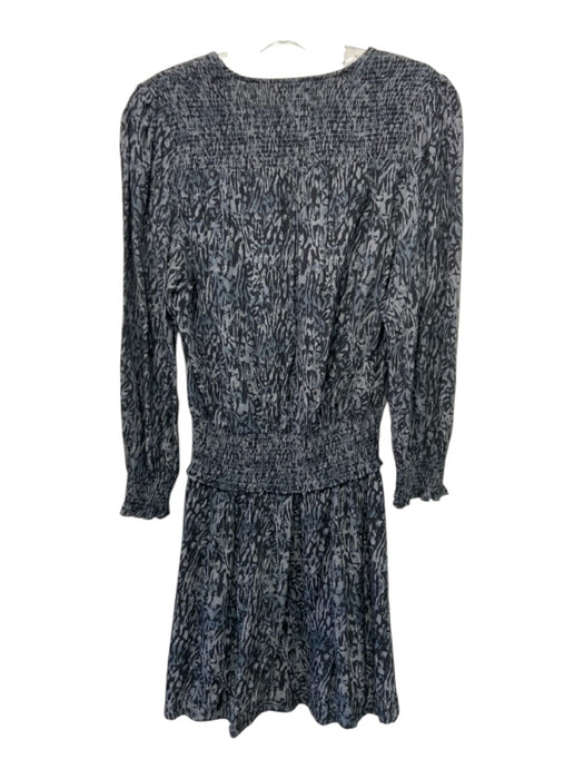 Rails Size M Black & Gray Rayon Long Sleeve Animal Print Shirred Waist Dress Black & Gray / M