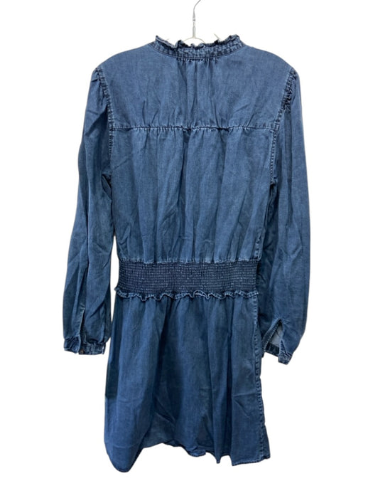 Rails Size M Med Wash Cotton Long Sleeve Ruffle Neckline Long Sleeve Dress Med Wash / M