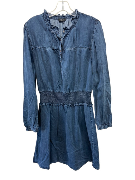 Rails Size M Med Wash Cotton Long Sleeve Ruffle Neckline Long Sleeve Dress Med Wash / M
