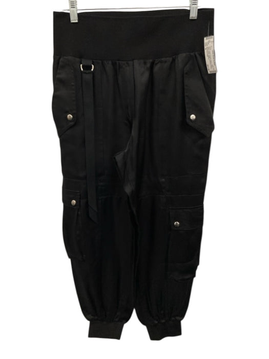 5a7 Cinq a Sept Size M Black Cupro Satin Cargo Jogger Pants Black / M