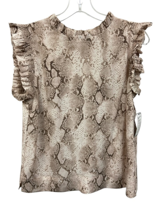 Elie Tahari Size S Beige & White Silk Sleeveless Snake Print Top Beige & White / S