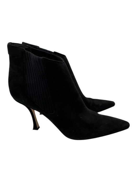 Jimmy Choo Shoe Size 41 Black Suede leather Stretch Panel Back Zip Booties Black / 41