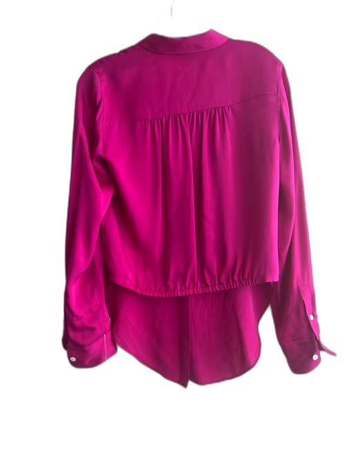 Theory Size S Hot pink Silk Elastic Back Long Sleeve Patch Pocket Top Hot pink / S