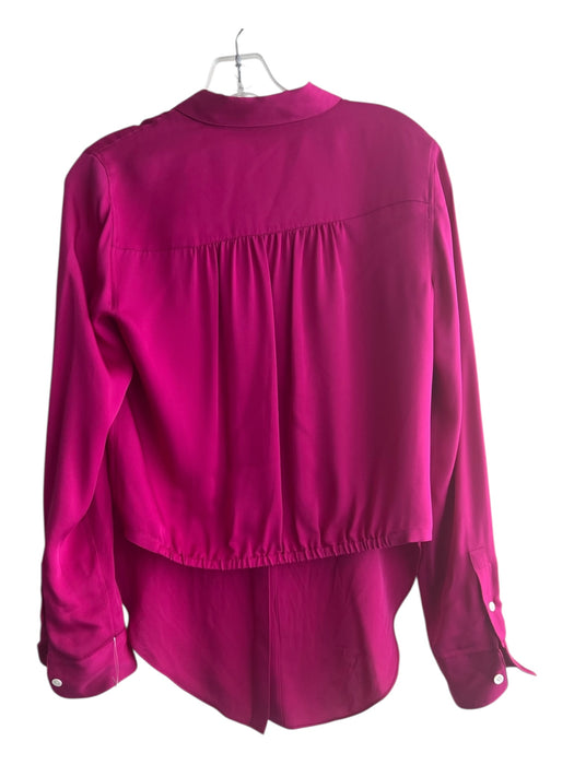 Theory Size S Hot pink Silk Elastic Back Long Sleeve Patch Pocket Top Hot pink / S