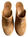 Ugg Shoe Size 8 Brown & Tan Leather Sheepskin Studded Wooden Heel Clogs Brown & Tan / 8