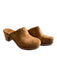 Ugg Shoe Size 8 Brown & Tan Leather Sheepskin Studded Wooden Heel Clogs Brown & Tan / 8