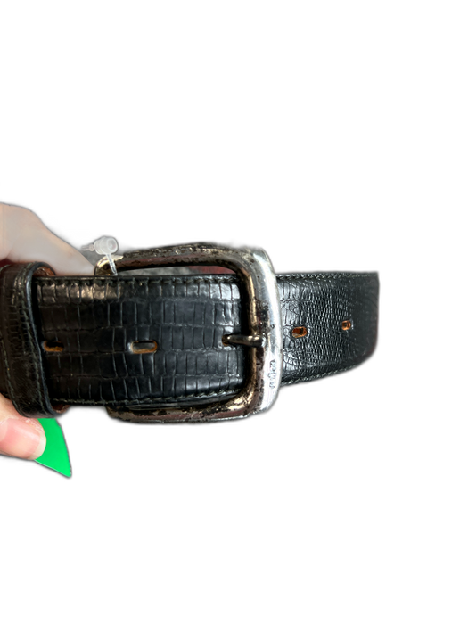 Ralph Lauren Black Lizard silver tone hardware Western Buckle Belts Black / 26