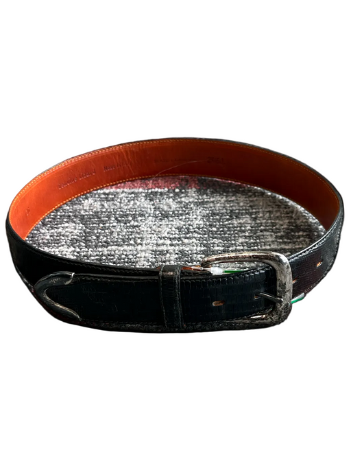 Ralph Lauren Black Lizard silver tone hardware Western Buckle Belts Black / 26