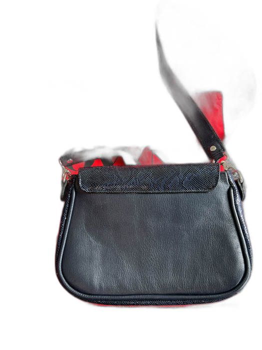 OWN Blue & Black PU Leather silver tone hardware Snake Asymmetric Shoulder Bag Blue & Black / S