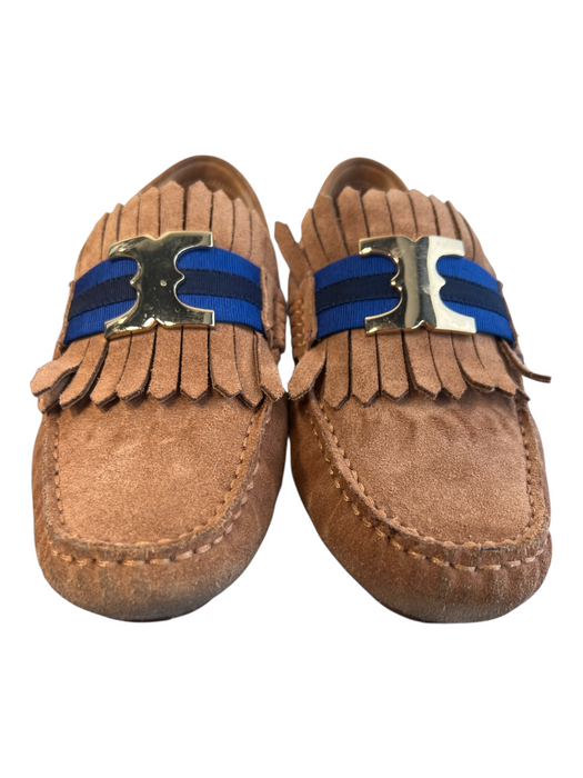 Tory Burch Shoe Size 8.5 Tan Suede Logo Loafer Closed Toe Shoes Tan / 8.5