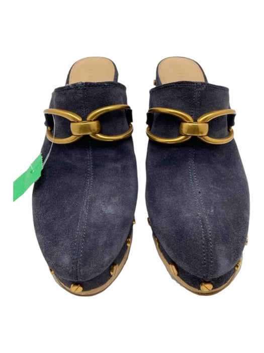 Veronica Beard Shoe Size 6 Navy Leather Suede Gold Hardware Rivets Clog Shoes Navy / 6