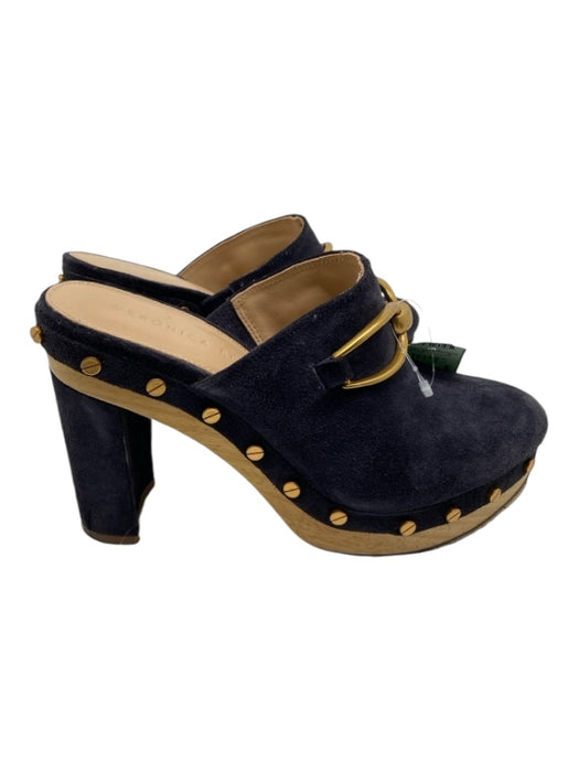 Veronica Beard Shoe Size 6 Navy Leather Suede Gold Hardware Rivets Clog Shoes Navy / 6