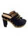 Veronica Beard Shoe Size 6 Navy Leather Suede Gold Hardware Rivets Clog Shoes Navy / 6