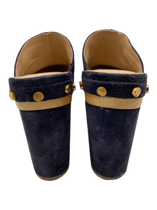 Veronica Beard Shoe Size 6 Navy Leather Suede Gold Hardware Rivets Clog Shoes Navy / 6