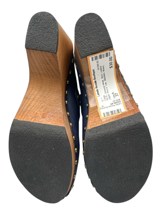 Lisa B. Shoe Size 37 Blue Leather Upper Round Toe Studded Mules Clogs Blue / 37