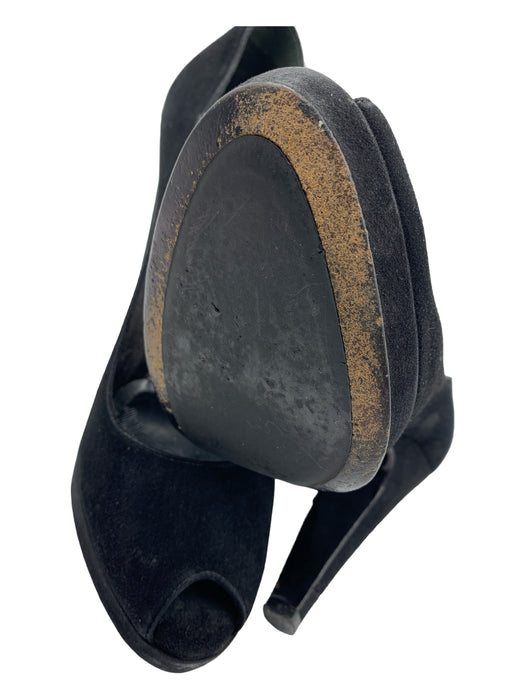 Prada Shoe Size 39 Black Suede Peep Toe Platform Pumps Black / 39