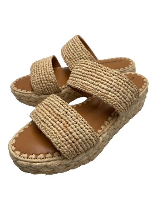 Robert Clergerie Shoe Size 39.5 Creme Raffia Whipstitching Platform Sandal Shoes Creme / 39.5