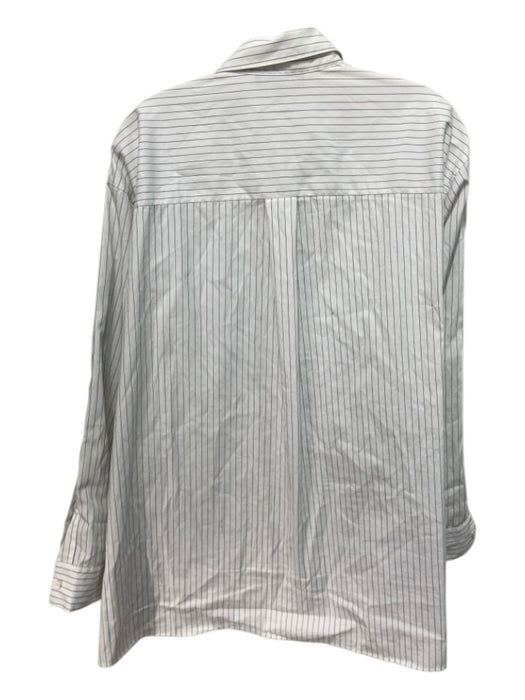 Lafayette 148 Size L White & Black cotton & polyamide Vertical Pinstripe Top White & Black / L