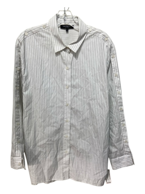 Lafayette 148 Size L White & Black cotton & polyamide Vertical Pinstripe Top White & Black / L