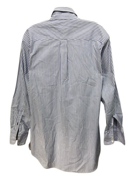 claridge + king Size L White & Black Cotton Button Up Vertical Stripes Top White & Black / L