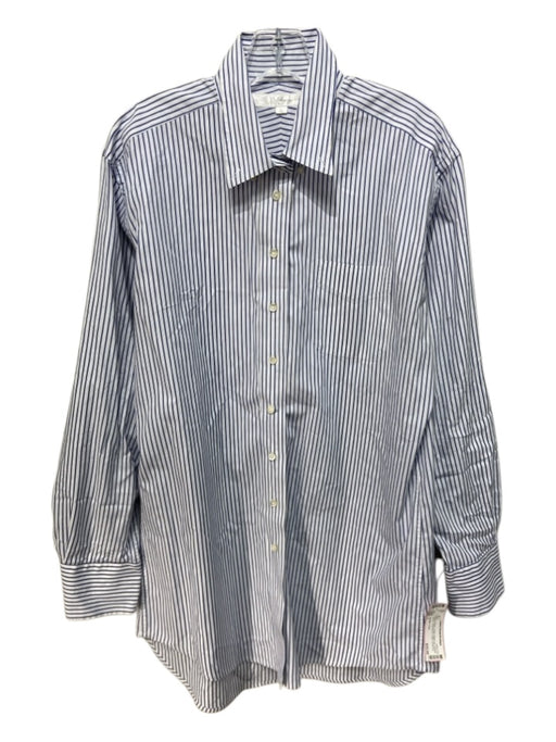 claridge + king Size L White & Black Cotton Button Up Vertical Stripes Top White & Black / L