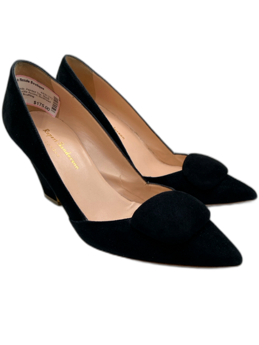 Rupert Sanderson Shoe Size 39.5 Black Suede Pointed Toe Block Heel Pumps Black / 39.5