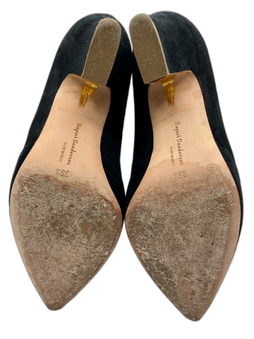 Rupert Sanderson Shoe Size 39.5 Black Suede Pointed Toe Block Heel Pumps Black / 39.5