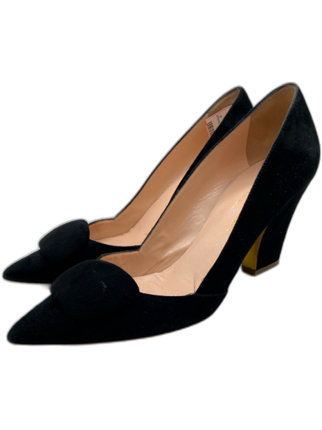 Rupert Sanderson Shoe Size 39.5 Black Suede Pointed Toe Block Heel Pumps Black / 39.5