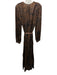 Ann Mashburn Size M Brown & Black Silk Leopard Print Keyhole Front Belted Dress Brown & Black / M