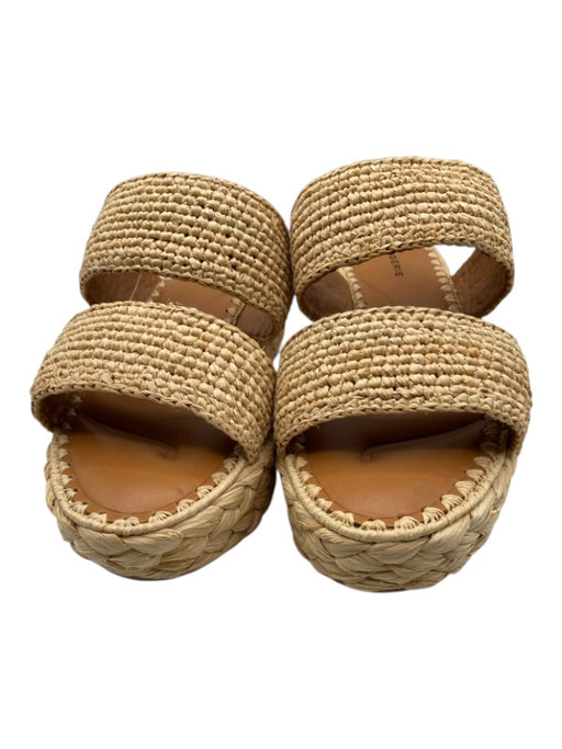 Clergerie Shoe Size 39.5 Beige Raffia Woven Platform Two Strap Sandals Beige / 39.5