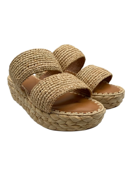 Clergerie Shoe Size 39.5 Beige Raffia Woven Platform Two Strap Sandals Beige / 39.5