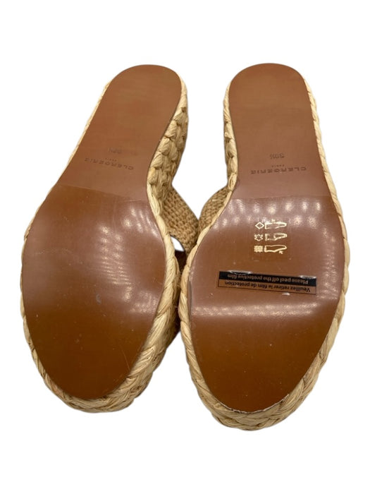 Clergerie Shoe Size 39.5 Beige Raffia Woven Platform Two Strap Sandals Beige / 39.5