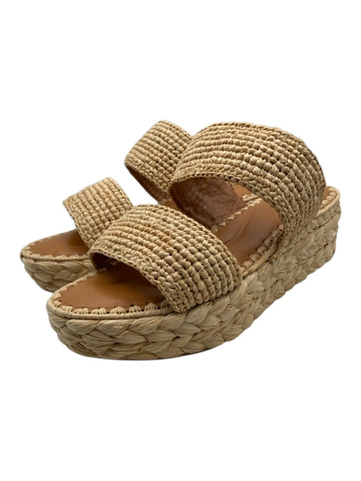 Clergerie Shoe Size 39.5 Beige Raffia Woven Platform Two Strap Sandals Beige / 39.5