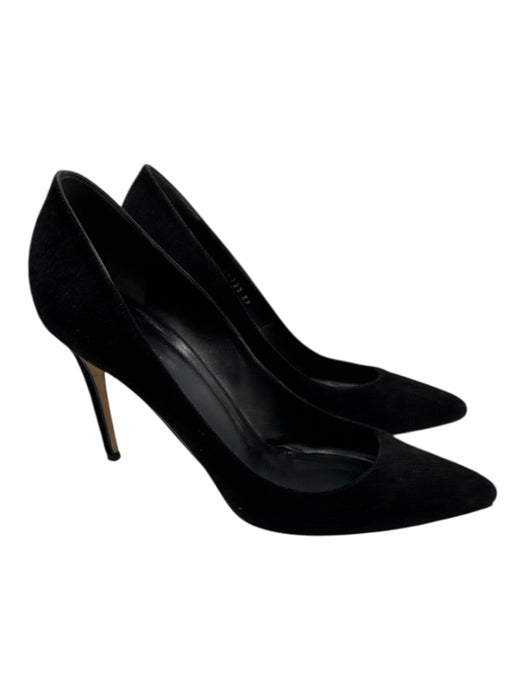 Gucci Shoe Size 39 Black Leather Upper Suede Pointed Almond Toe Stiletto Pumps Black / 39