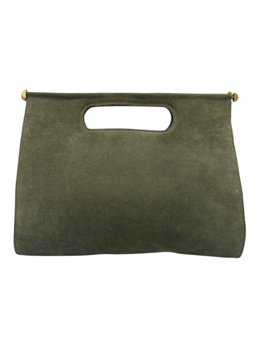 Clare V Army Fatigue Green Leather Suede Magnetic Closure Top Handle Clutch Bag Army Fatigue Green / Medium