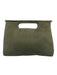 Clare V Army Fatigue Green Leather Suede Magnetic Closure Top Handle Clutch Bag Army Fatigue Green / Medium