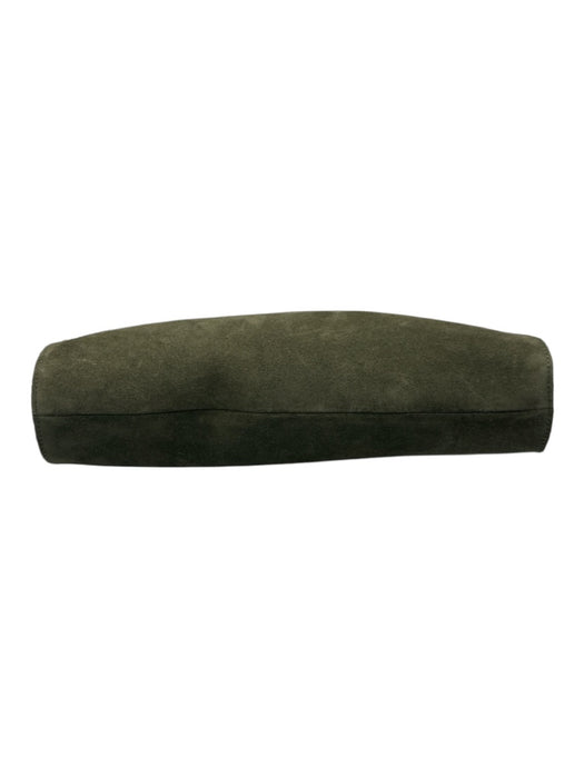 Clare V Army Fatigue Green Leather Suede Magnetic Closure Top Handle Clutch Bag Army Fatigue Green / Medium