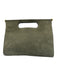 Clare V Army Fatigue Green Leather Suede Magnetic Closure Top Handle Clutch Bag Army Fatigue Green / Medium