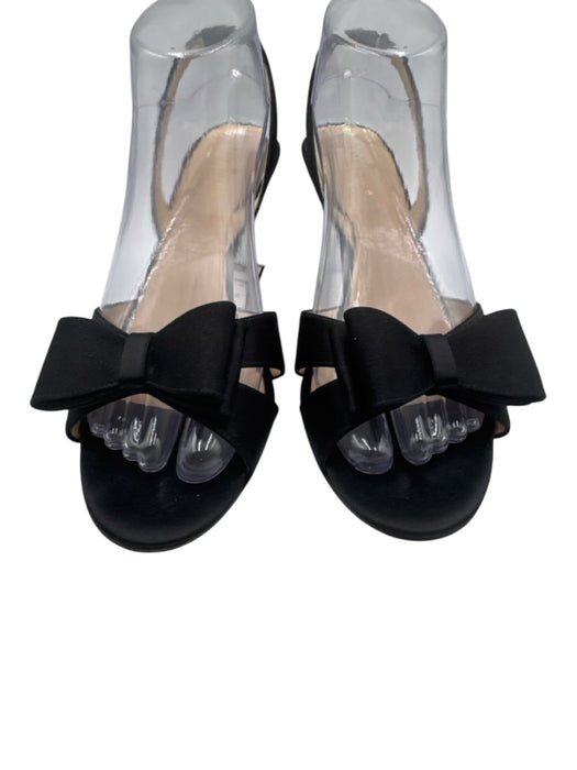 Kate Spade Shoe Size 9 Black Leather & Textile Satin Bow Detail Sandals Black / 9