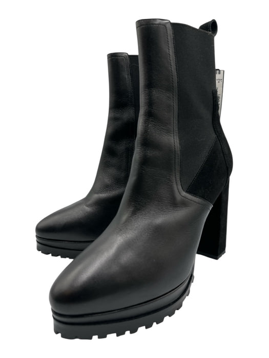ALLSAINTS Shoe Size 40 Black Leather Upper Suede Fabric Block Elastic Boots Black / 40