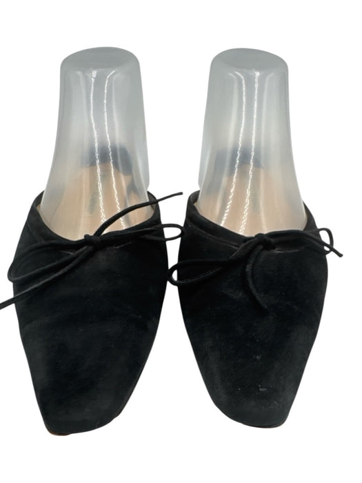 Manolo Blahnik Shoe Size 41 Black Suede Square Round Toe Tie Ballerina Flats Black / 41