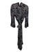 Ganni Size 36 Navy, Green & Gray Viscose Long Sleeve Floral Wrap Midi Dress Navy, Green & Gray / 36