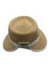 Eric Javits Beige & White Straw Woven Wide Brim Fedora Visor Hat Beige & White