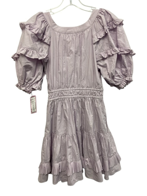 Ulla Johnson Size 2 Light Purple Cotton Short Puff Sleeve Ruffle Detail Dress Light Purple / 2
