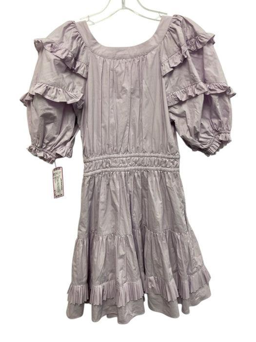 Ulla Johnson Size 2 Light Purple Cotton Short Puff Sleeve Ruffle Detail Dress Light Purple / 2