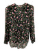 Veronica Beard Size 2 Black, Pink & Green Silk Floral Semi Sheer V Neck Top Black, Pink & Green / 2