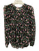 Veronica Beard Size 2 Black, Pink & Green Silk Floral Semi Sheer V Neck Top Black, Pink & Green / 2